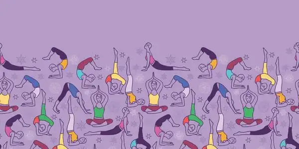 佛教边框瑜伽姿势水平无缝图案背景边框照片