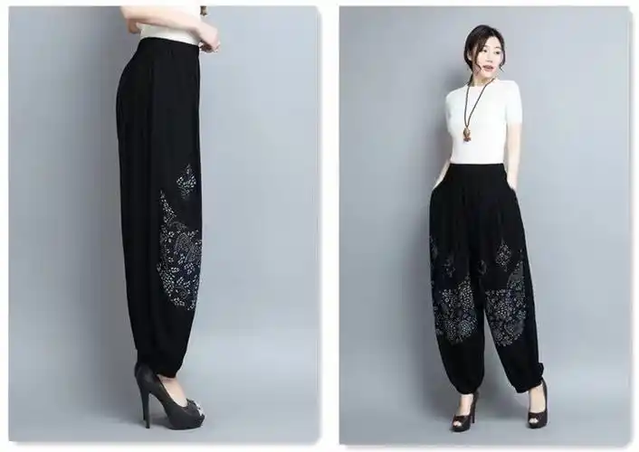 灯笼裤女新款民族风休闲裤子夏季大码宽松显瘦阔腿萝卜哈伦裤 - 17网