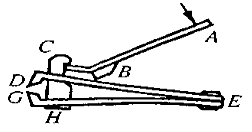 如图为一指甲刀的示意图,它由三个杠杆组成.