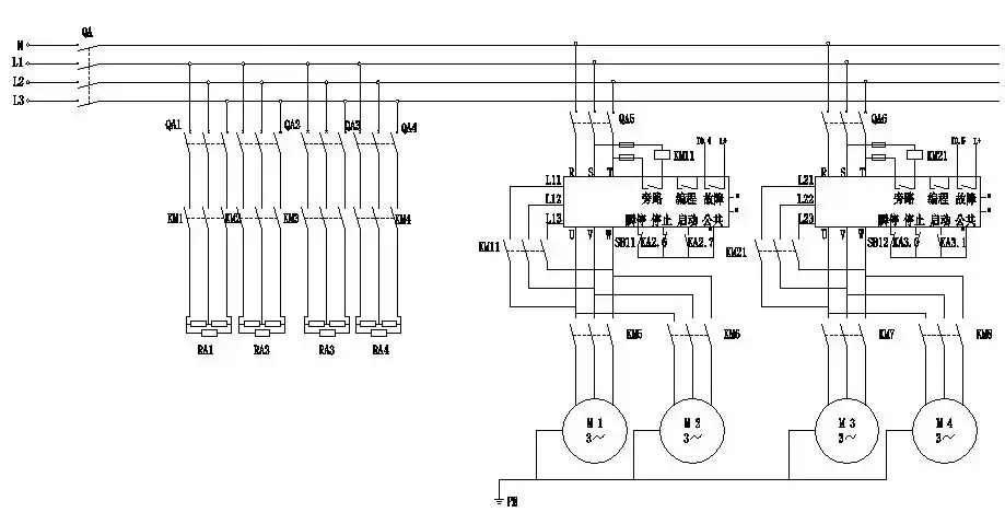 1所示为该电热锅炉主电气接线图,其加热系统采用三角形连接,并联于主