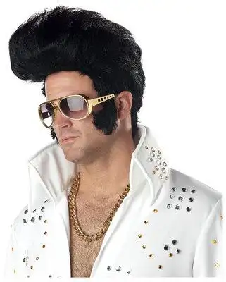 男生假发聚会表演小品道具头套年会舞台用品男士专用猫王假发搞笑