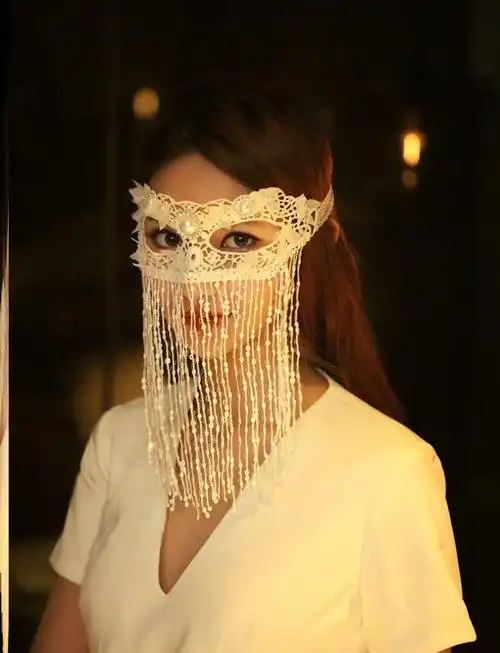 新娘配饰超仙流苏面纱简约唯美手工珠串面巾结婚写真个性写真配饰