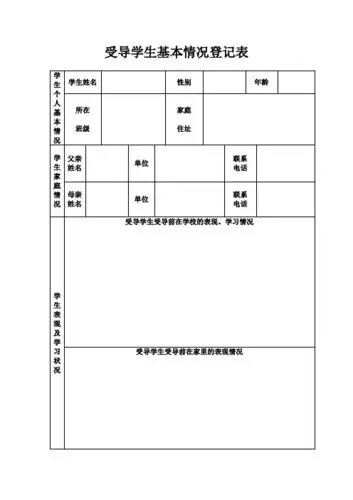 受导学生基本情况登记表 学生个人基本情况|学生姓名|性别|年龄|所在