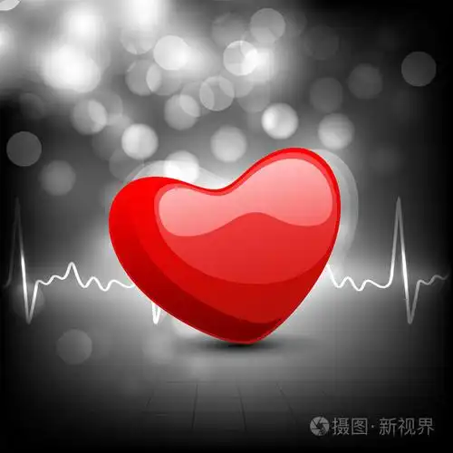 心动图与红色的心灰色的背景上的形状10eps
