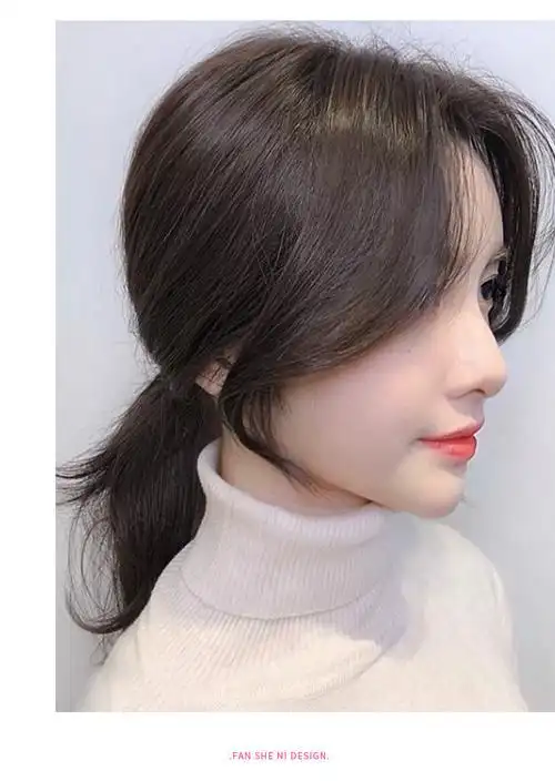 ohico 中分刘海女真发两侧八字斜法式刘海贴网红圆脸修颜自然无痕假发