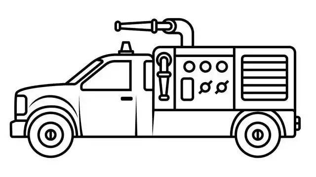 儿童简笔画救火喷水车