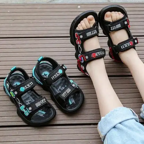 潮流洋气帅儿童凉鞋夏季 韩版新款透气时尚软底中大童男童耐磨沙滩鞋