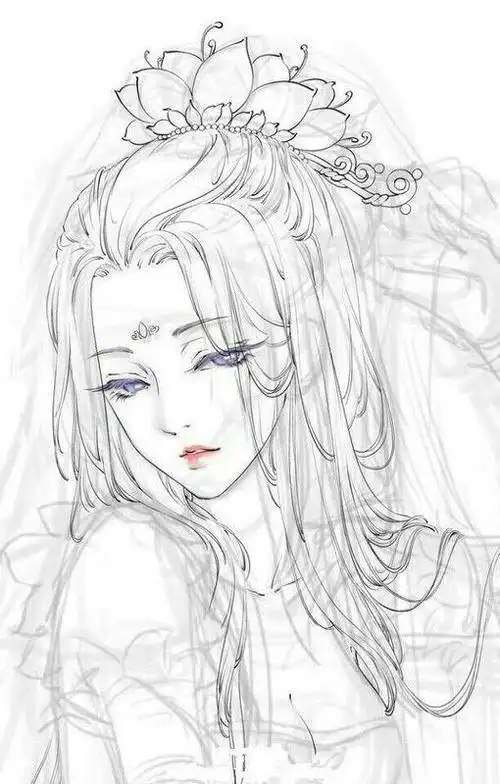 求简单的铅笔画古风图稿.