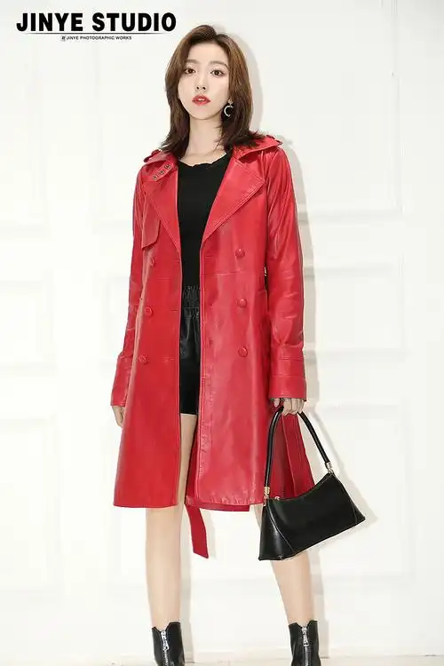 模特拍摄|女装红色皮衣外套拍摄