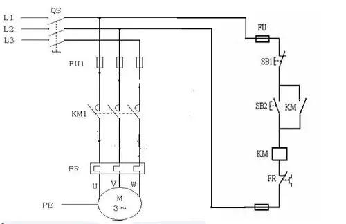 电力拖动保护的接触器自锁正转控制线路接线图