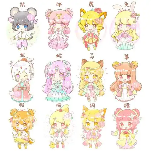 古风公主卡通简笔画合集 原创可爱古风公主 萌萌哒q版公主十二星座