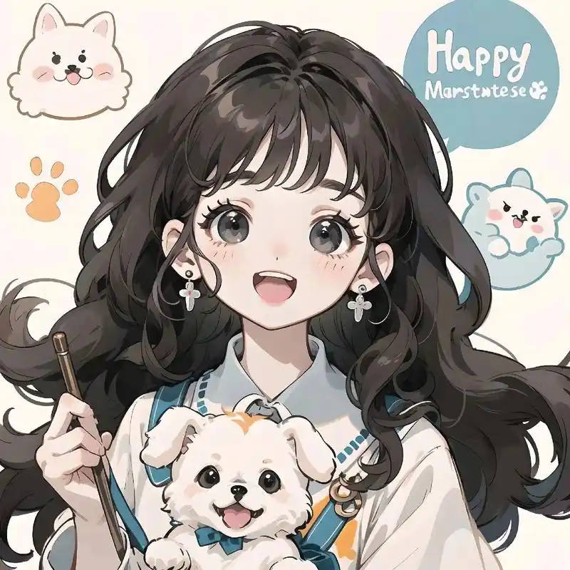 糖果女孩/和狗狗在一起的时光最快乐了99.#少女头像#动漫女 - 抖音