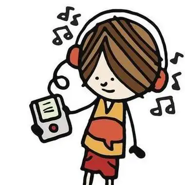 儿童听音乐的简笔画卡通