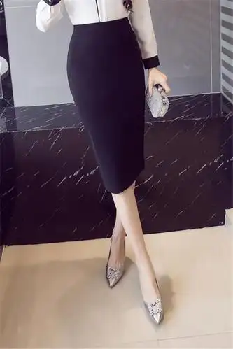 优质半身裙大码包臀后开叉一步裙百搭弹力包臀女装中长小黑裙