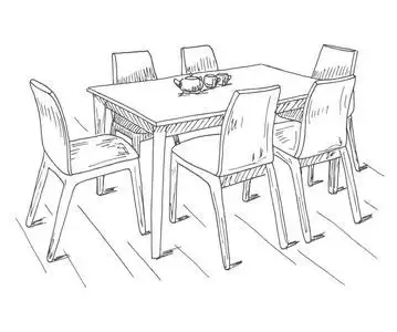 上表的花瓶里的花.矢量图.手绘照片