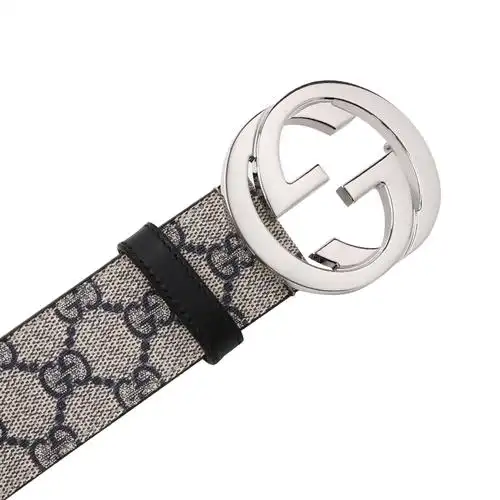 预售古驰gucci腰带40d双g互扣老花帆布411924男款腰带男士皮带银扣