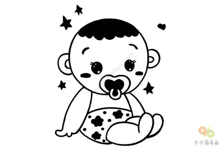 手绘简笔画可爱卡通婴儿