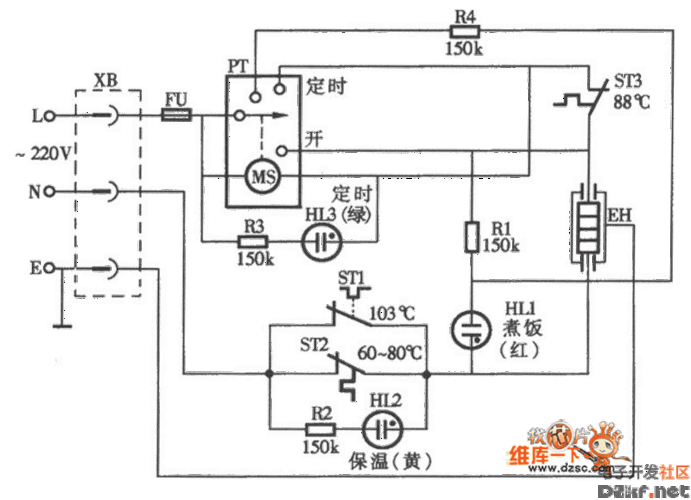 定时式自动电饭锅电路图