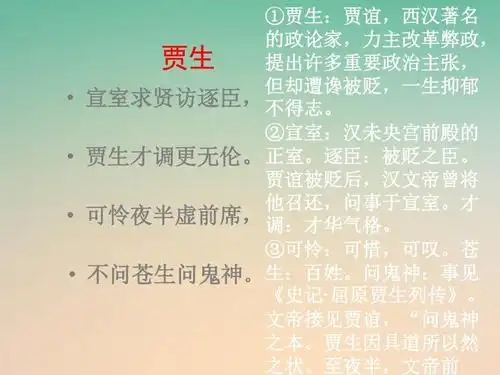 2016年秋季版七年级语文下册第六单元课外古诗词诵读贾生课件ppt