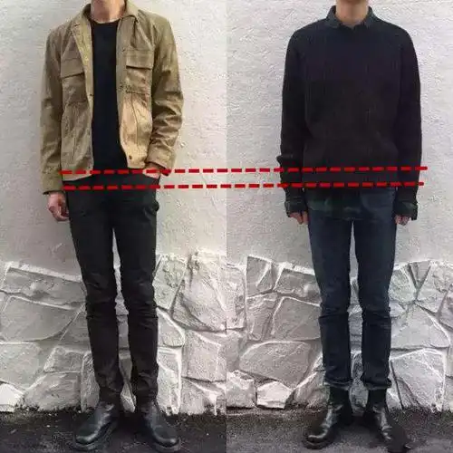 同样的身高,比例很重要,而腿长的男生通常要比上身长的男生更加显高