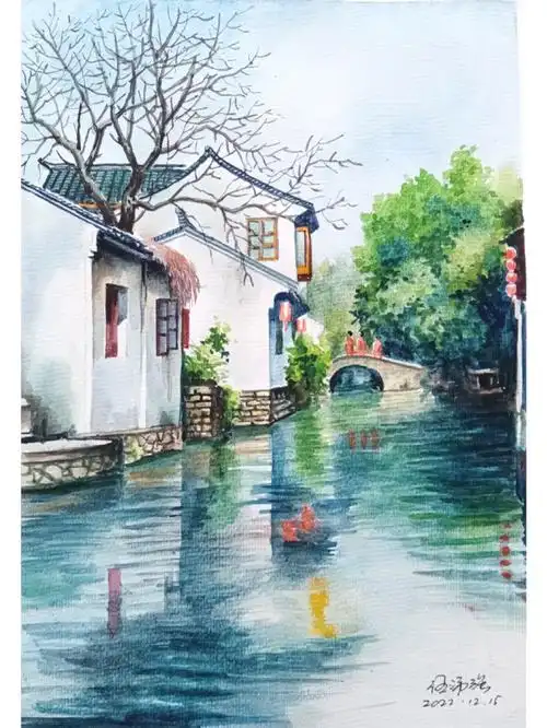 水彩,有诗情画意的江南水乡(有步骤图)水彩画教程
