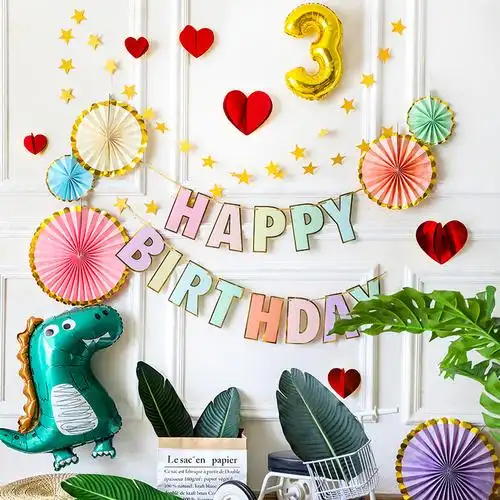 儿童房装饰 女孩ins_网红ins风宝宝一周岁女孩派对男孩儿童生日装饰