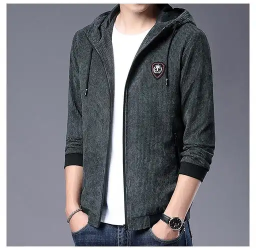 男士外套新款韩版潮流时尚修身休闲连帽夹克男装春秋跨境外贸茄克