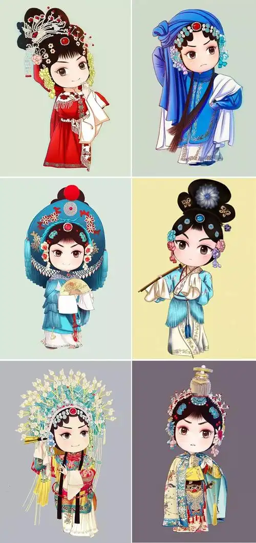 色彩剪贴画京剧卡通人物形象 - 美篇
