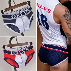 日本气潮防颊囊袋短裤衩低腰三角内裤男镂空透3条装青年男士塑身