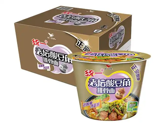 统一官方方便面泡面 来一桶酸豆角排骨面115g 12桶 办公加班零食