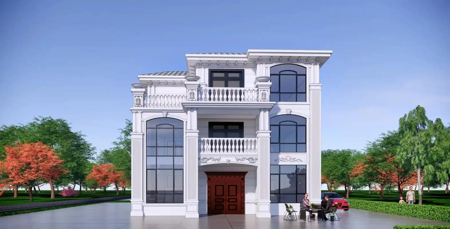 欧式风格别墅外观3d效果图