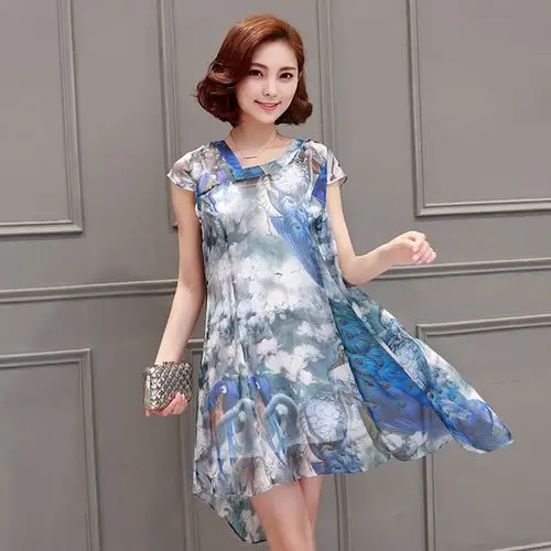 062095 飘逸超仙女裙超薄透视雪纺连衣裙