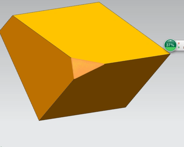 如下图立方体被沿一轴线倾斜角度斜切一下,形成的三角面上,再次斜切