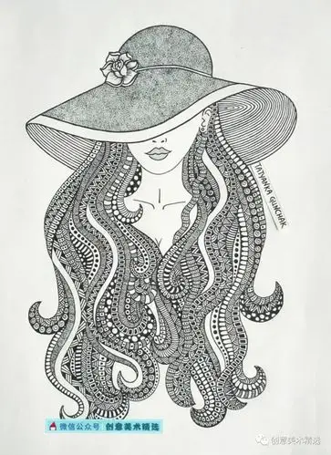 素材分享30张线描人物装饰画简单的黑白原来也可以这么美