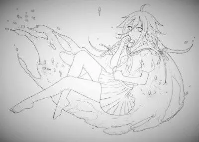 动漫,漫画人物,适合手绘的图,铅笔稿.