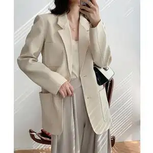 西装长款外套米色