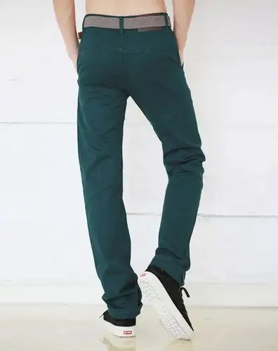 蓝绿色休闲长裤