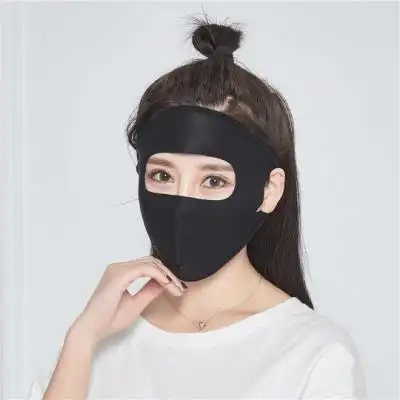 夏季薄款护眼角丝棉布防晒女口罩加大蒙面防风防紫外线骑行面罩