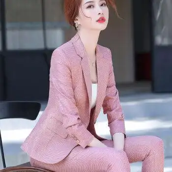 感小西装外套女春秋季新款时尚气质女神范职业套装店长工作服粉色西装