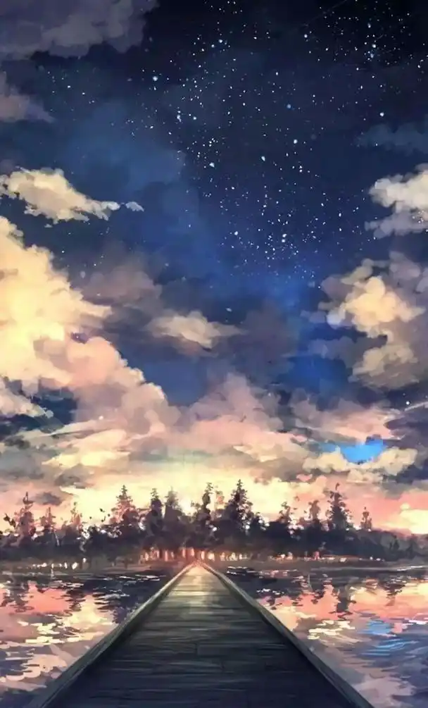 二次元唯美风景图片夕阳意境壁纸