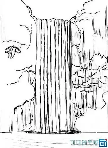 风景简笔画高山流水