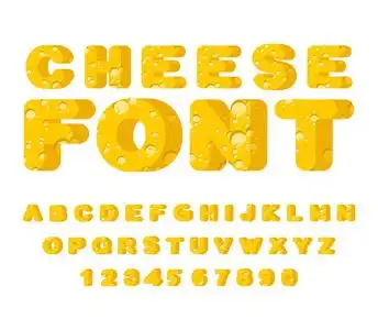 奶酪的字体.俗气的 abc.食品字母表.黄色字母牛奶产品照片