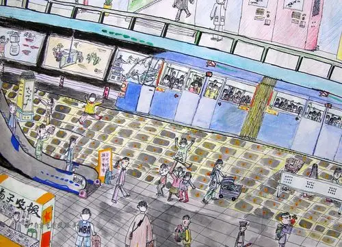 《地铁站即景》唐寅 11岁 (指导教师:王小燕)