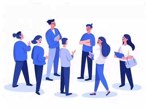 交流会多人面对面交谈扁平