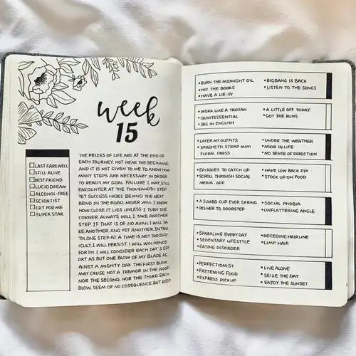 手帐分享英文黑白手帐无贴纸一支笔简约