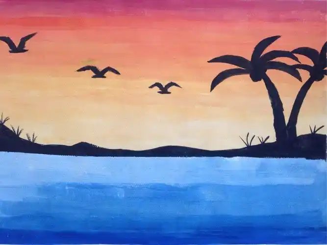 仁德一中七年级学生风景画课堂习作