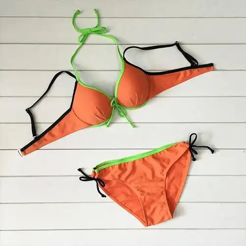 游泳衣女比基尼三件套韩国运动小胸聚拢钢托显瘦平角温泉分体泳装