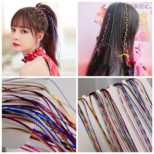 脏辫发绳彩色头绳女泫雅嘻哈编发彩绳彩线扎辫子儿童彩带发饰头饰