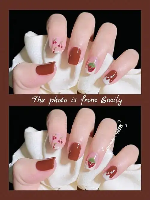 樱桃丸子可爱童趣小樱桃美甲奶油草莓味