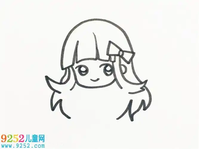 长发女孩简笔画步骤 卡通简笔画